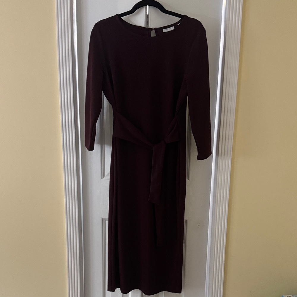 New York & Company Burgundy Long Sleeve Dress